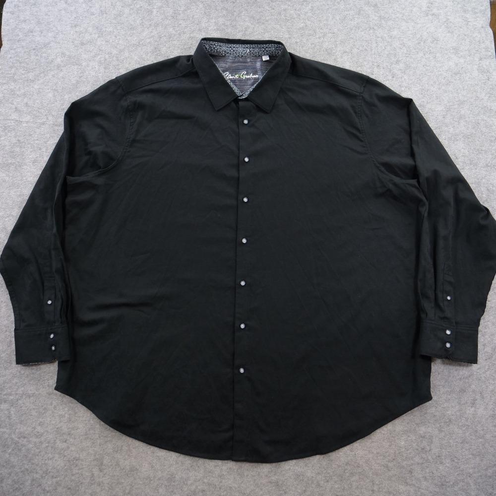 Robert Graham Button Down Shirt Mens 4X Black Long Sleeve Paisley Flip Cuffs